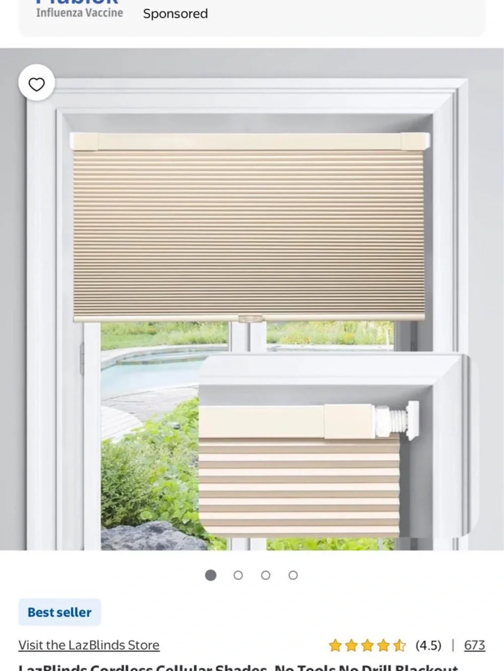Cordless blinds 24 x 54